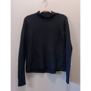 Double Zero Sweater Medium High Neck Long Sleeves Black